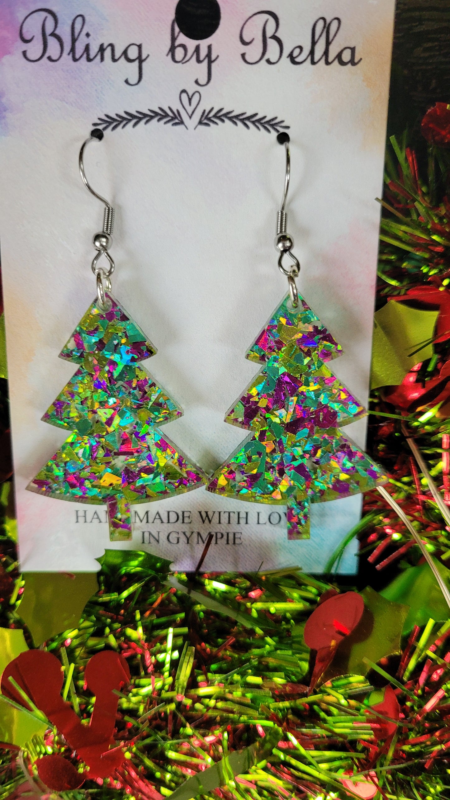 Christmas Tree Dangle Earrings