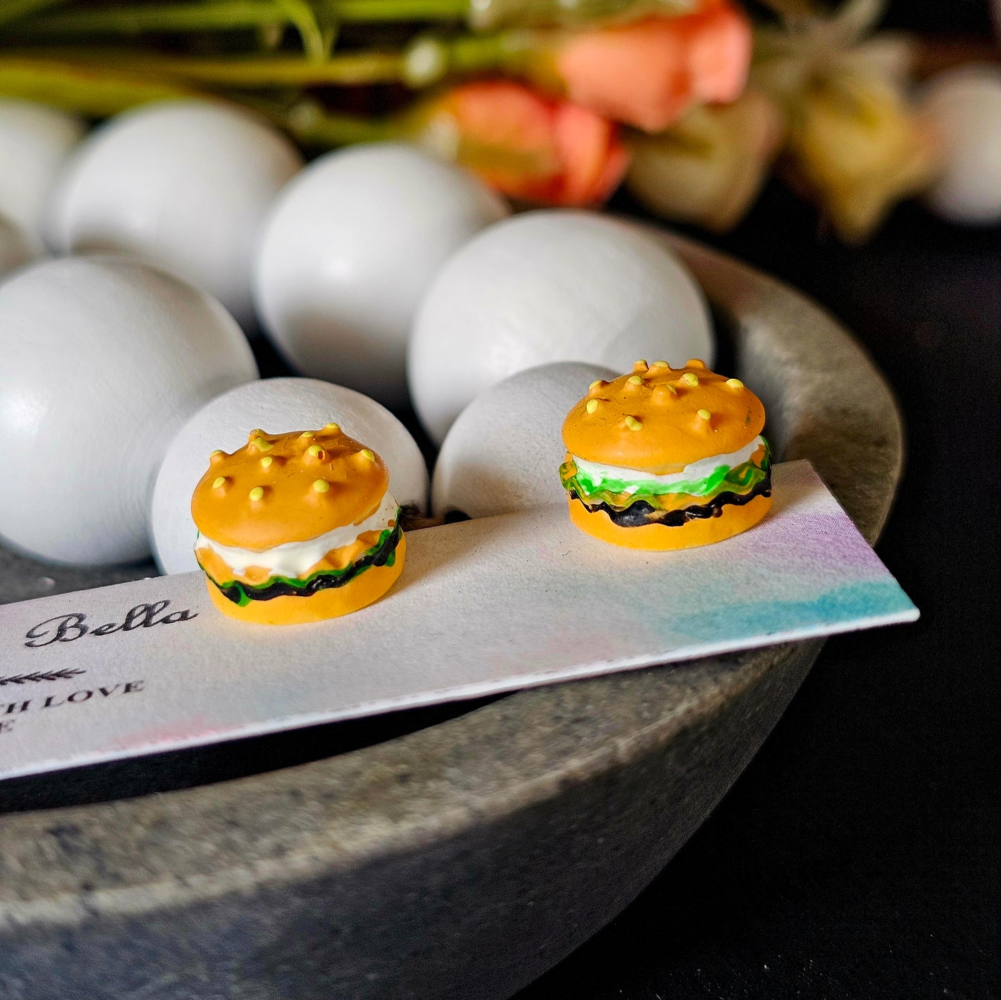 Burger Earrings