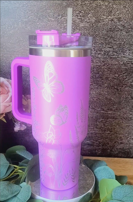 40oz Flower & Butterfly Tumbler