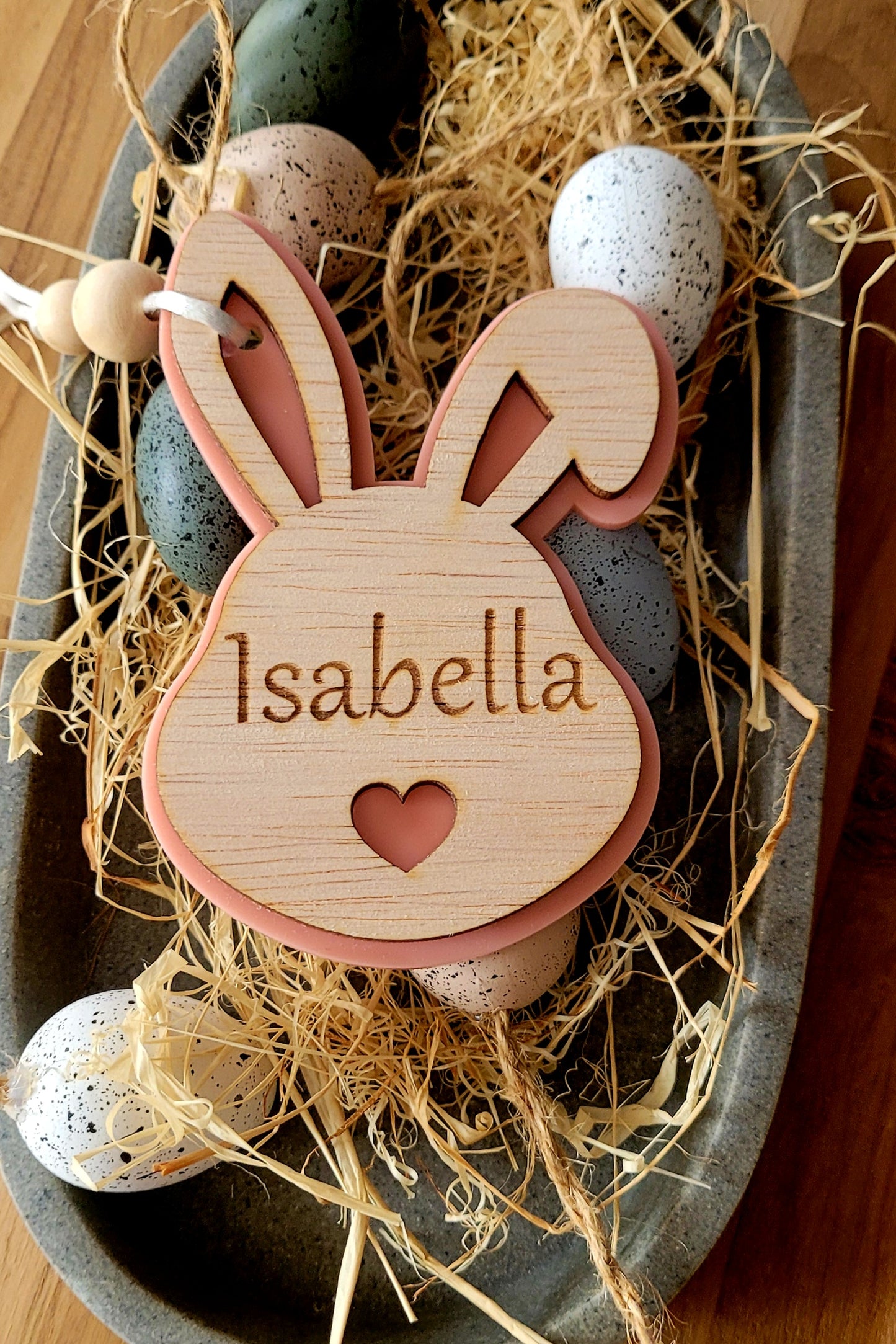Personalised Bunny Face Easter Egg Basket Tag