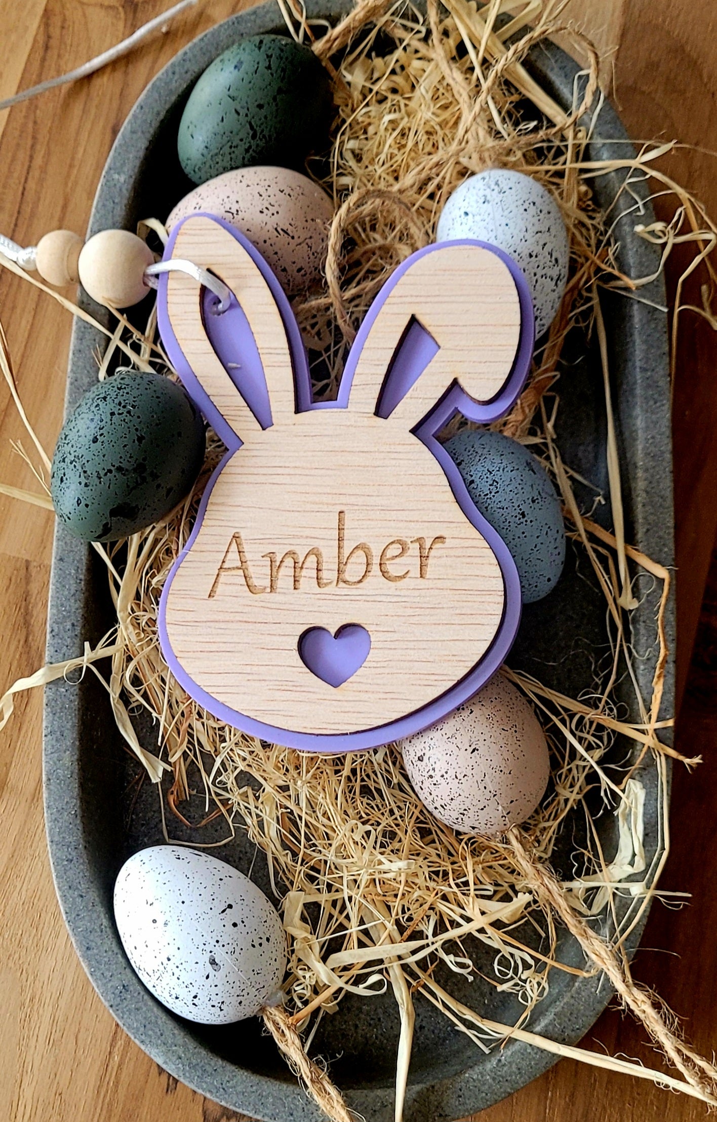Personalised Bunny Face Easter Egg Basket Tag